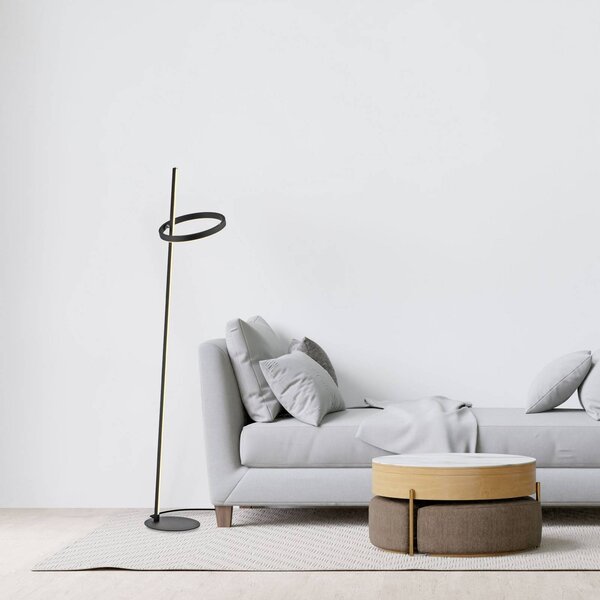 JUST LIGHT. LED stojacia lampa Ritus čierne železo stmievač 3 000 K, Čierna, Obývacia izba / jedáleň, kov, Moderný