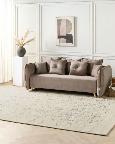 Koberec svetlobéžový polyesterový 300 x 400 cm so vzorom jednofarebný moderný minimalistický dizajn obývacia izba