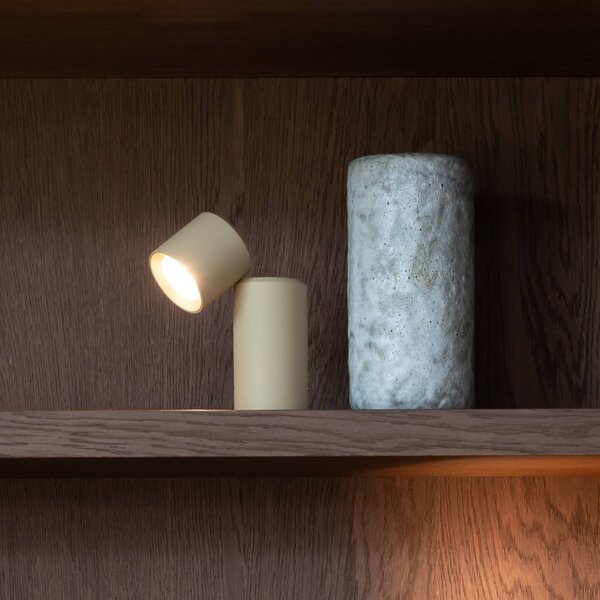 It's about RoMi LED stolná lampa Milan, béžová, 19 cm, Krémová / jantárovo žltá, Obývacia izba / jedáleň, Hliník, Moderný