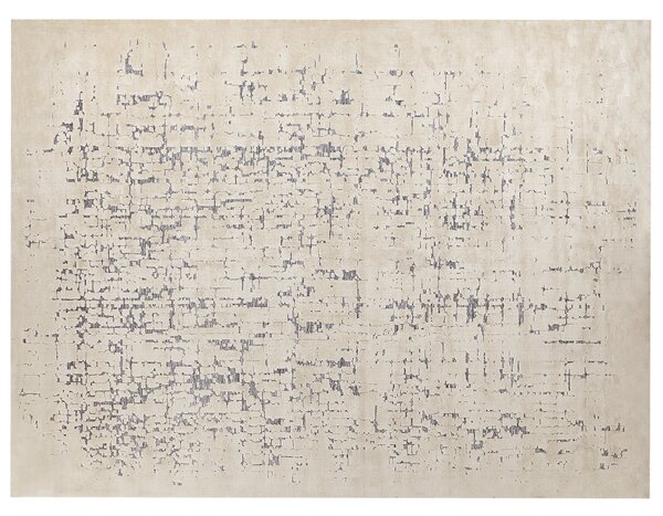Koberec svetlobéžový polyesterový 300 x 400 cm so vzorom jednofarebný moderný minimalistický dizajn obývacia izba