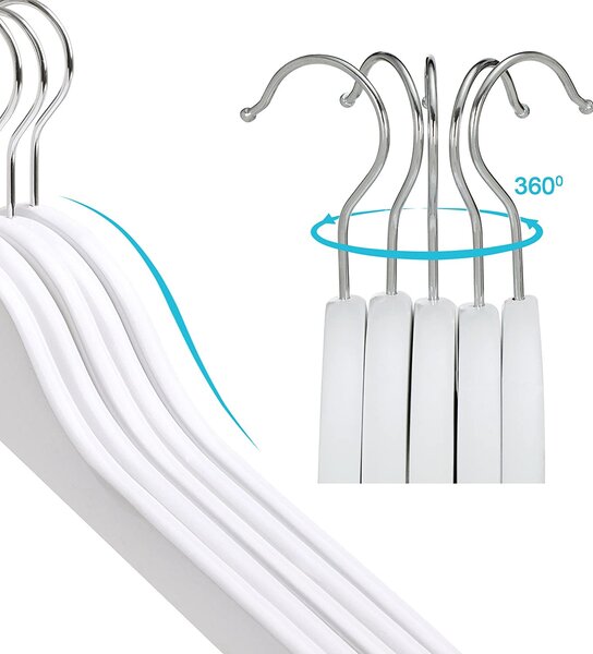SONGMICS Detský drevený vešiak biely 35 cm 20 ks