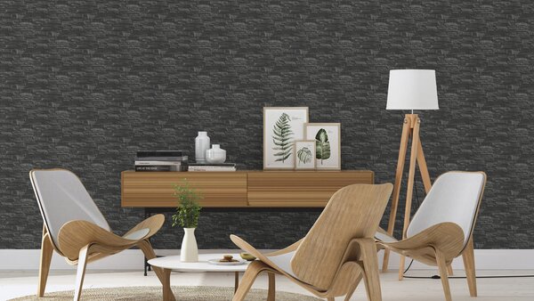 RASCH | Vliesová tapeta na stenu TOP Collection 475036 | 0,53 x 10,05 m | čierna, šedá