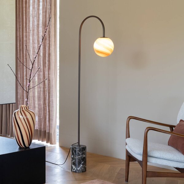 It's about RoMi Oblúková lampa Tivoli, hnedá, výška 163 cm, Hnedá / hrdzavá, Obývacia izba / jedáleň, Kameň, Moderný, Oblúková stojaca lampa