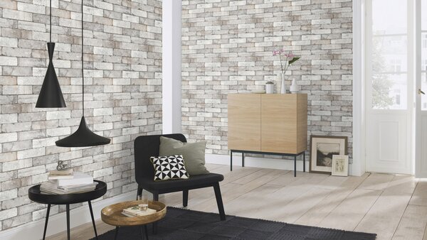 RASCH | Vliesová tapeta na stenu TOP Collection 446302 | 0,53 x 10,05 m | béžová, šedá