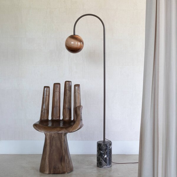 It's about RoMi Oblúková lampa Tivoli, hnedá, výška 163 cm, Hnedá / hrdzavá, Obývacia izba / jedáleň, Kameň, Moderný, Oblúková stojaca lampa