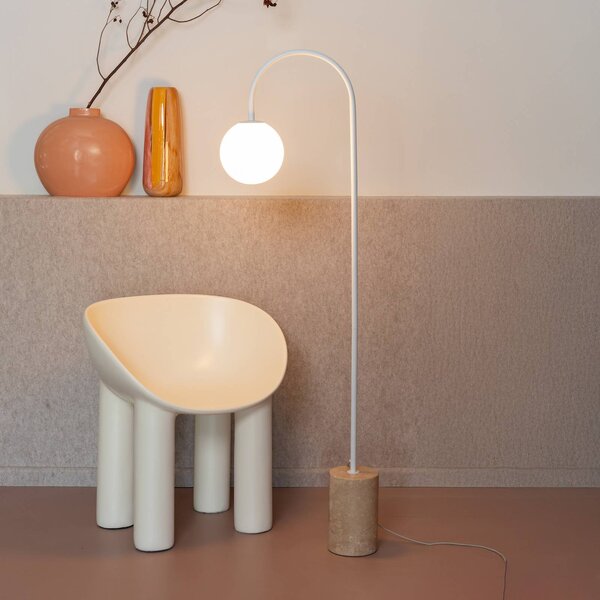 IT´S ABOUT ROMI It's about RoMi Oblúková lampa Tivoli, biela, výška 163 cm, Biela / opálová, Obývacia izba / jedáleň, Kameň, Moderný, Oblúková stojaca lampa