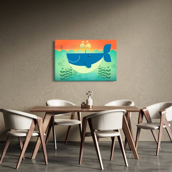 Obraz - Veselá veľryba v mori (90x60 cm)