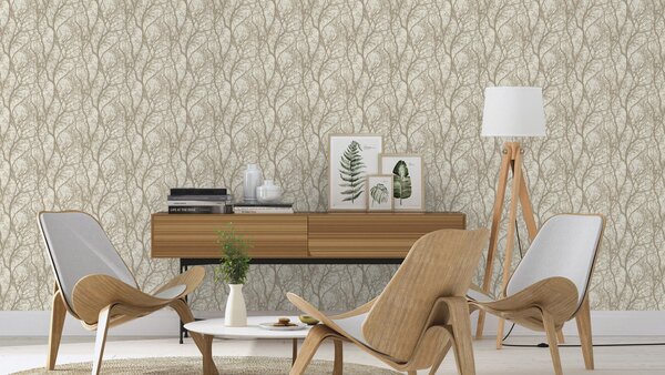 RASCH | Vliesová tapeta na stenu TOP Collection 633245 | 0,53 x 10,05 m | krémová, béžová, hnedá