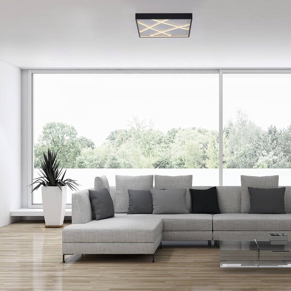 JUST LIGHT. GmbH stropné LED svetlo Mikado, 50 x cm, čierne, Čierna, Obývacia izba / jedáleň, kov, Moderný, Stropné svetlo