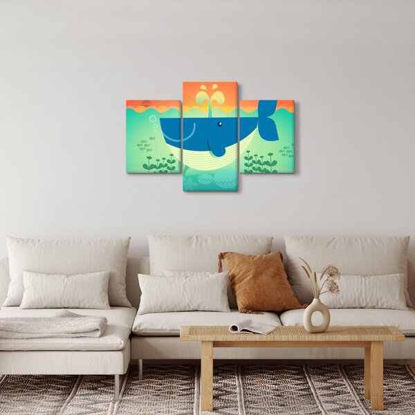 Obraz - Veselá veľryba v mori (90x60 cm)