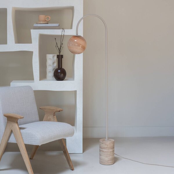 IT´S ABOUT ROMI It's about RoMi Oblúková lampa Tivoli, piesková farba, výška 163 cm, Krémová / jantárovo žltá, Obývacia izba / jedáleň, Kameň, Moderný, Oblúková stojaca lampa