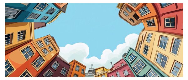 Obraz - Medzi domami (120x50 cm)