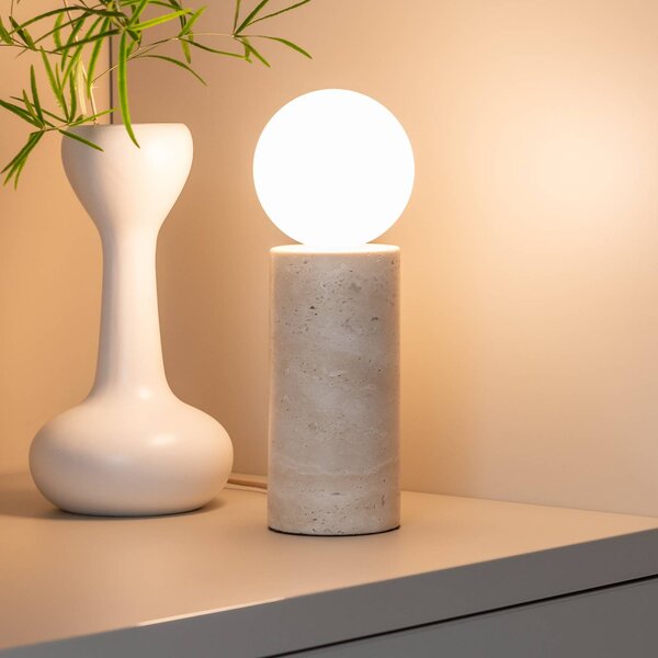 IT´S ABOUT ROMI It's about RoMi stolová lampa Tivoli, biela, výška 33 cm, Biela / opálová, Obývacia izba / jedáleň, Kameň, Moderný