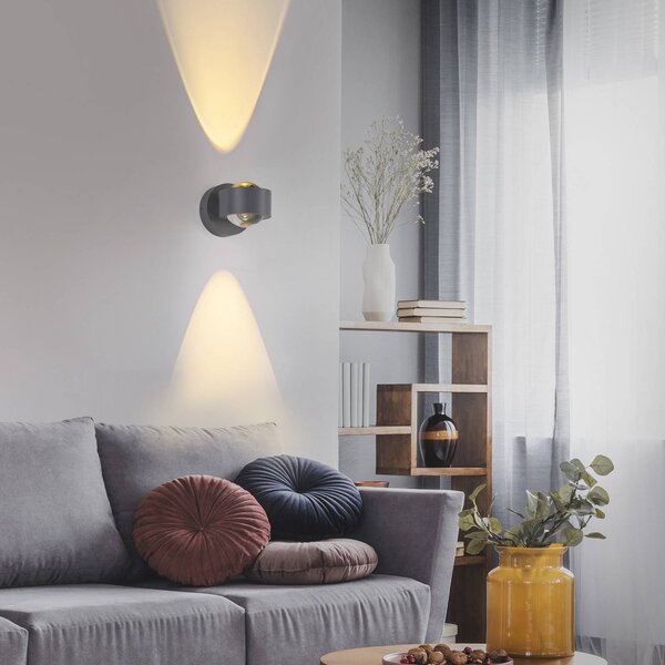 JUST LIGHT. LED akumulátorové nástenné svetlo Chia strieborné, železo, 3 000 K, Hliník / sivá / zinok, Obývacia izba / jedáleň, kov, Moderný, Nástenné svietidlo