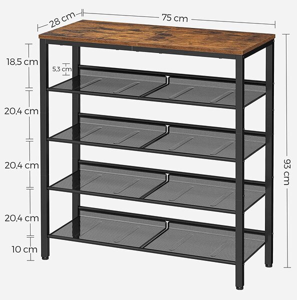 SONGMICS Stojan na topánky Vasagle Lorado 93 cm hnedý