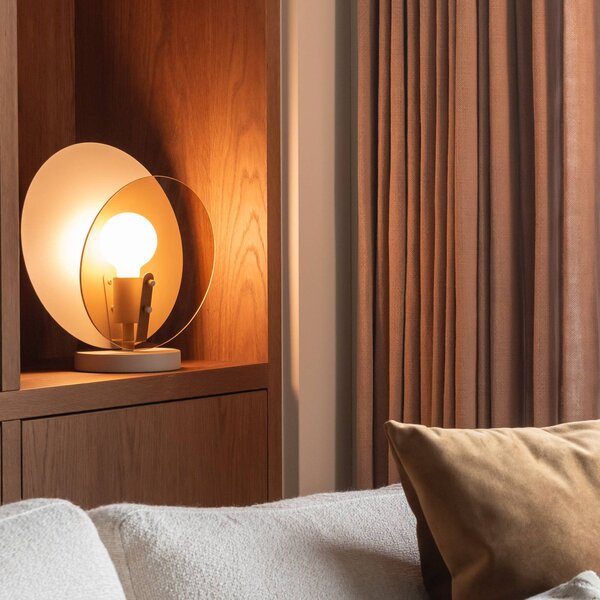 It's about RoMi stolová lampa Toledo, jantárová, výška 33 cm, Krémová / jantárovo žltá, Spálňa, Sklo, Moderný