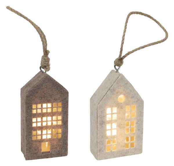 Závesná plstená dekorácia 15cm domček LED