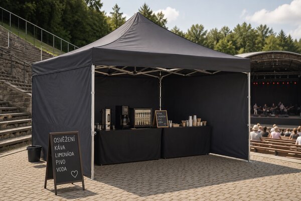 JAKS Nožnicový stan PREMIUM QUALITY čierny 3 m x 4,5 m