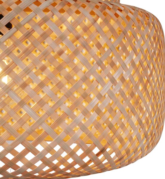 Japonská závesná lampa čierna s bambusom - Kea