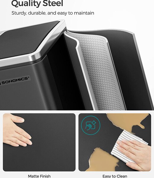 SONGMICS Kôš na triedený odpad 2 x 15 l čierny