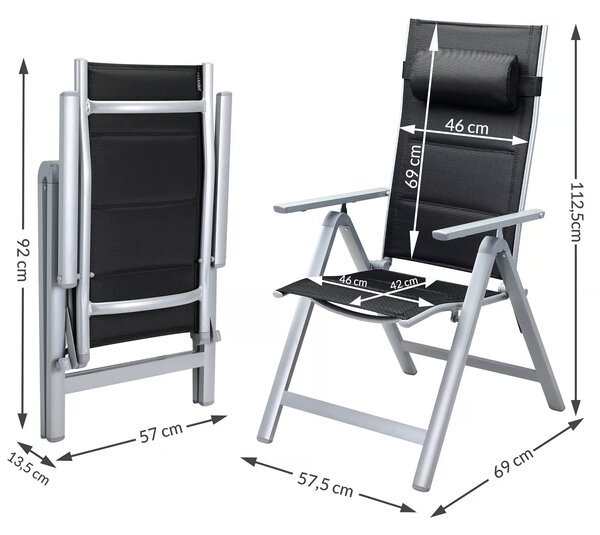 Sada 2 hliníkových kresiel Premium - strieborná