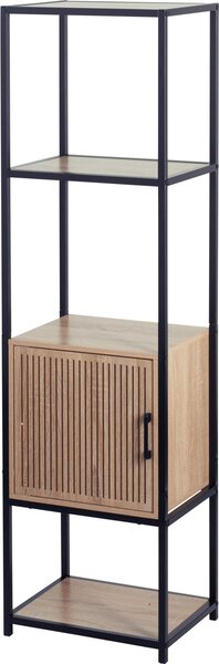 Regál s policami a skrinkou 153x43x33 cm čierna/drevo