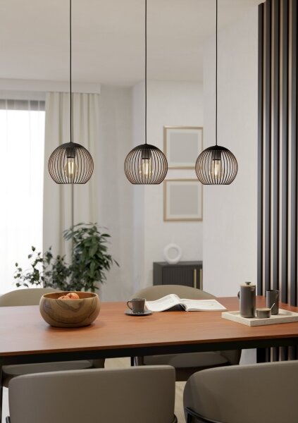 Eglo 901869 - Závesný luster ALMANZORA 3xE27/60W/230V, čierny
