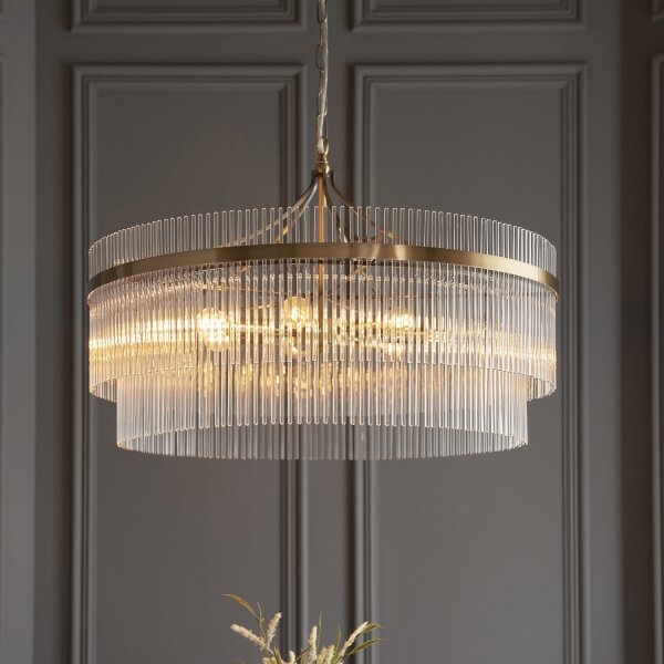 Endon 112574 - Luster na reťazi MARIETTA GRAND 7xE14/7W/230V mosadz/číre