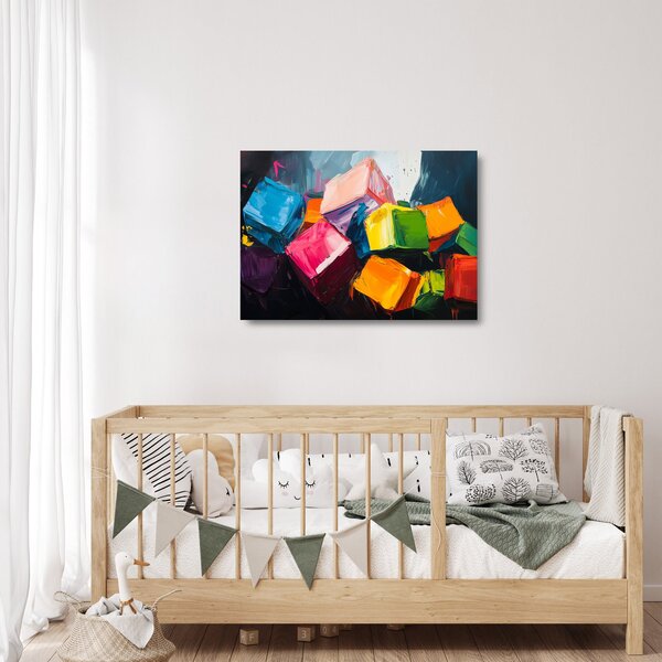 Sklenený obraz - Farebné kocky (70x50 cm)