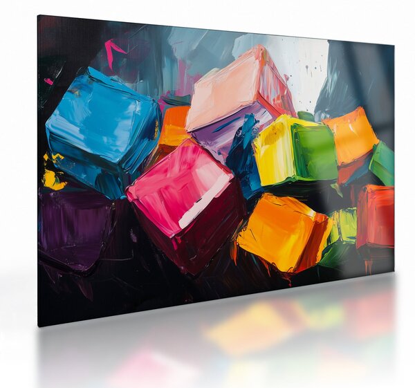 Sklenený obraz - Farebné kocky (70x50 cm)