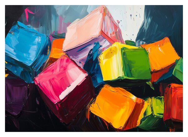 Obraz - Farebné kocky (70x50 cm)