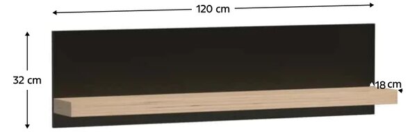 KONDELA Polica 120, dub artisan/čierna, KOLI C-9