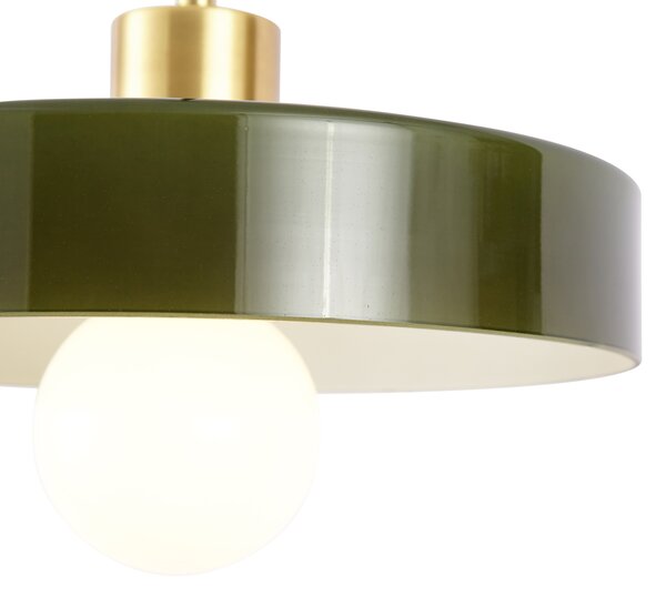Retro závesná lampa zlatá so zeleným sklom - Jina