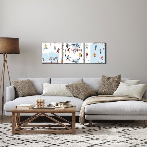 Obraz - Veselá zima (s hodinami) (90x30 cm)