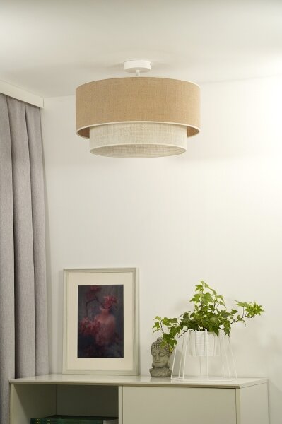 Duolla - Prisadený luster YUTE BOHO 1xE27/15W/230V pr. 45 cm hnedá/krémová