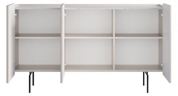 Komoda Malmi 150 cm trojdverová - kašmír / crema bianca / čierne nožičky