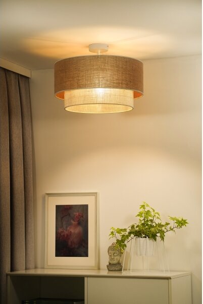 Duolla - Prisadený luster YUTE BOHO 1xE27/15W/230V pr. 45 cm hnedá/krémová