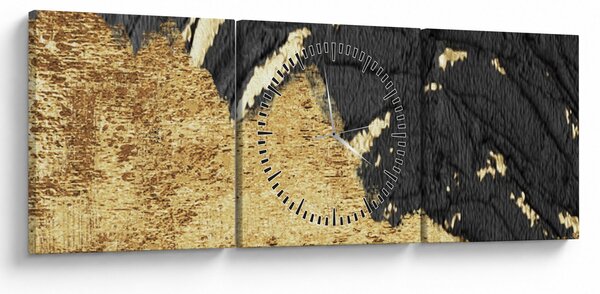 Obraz - Zlatá štruktúra N⁰1 (s hodinami) (90x30 cm)