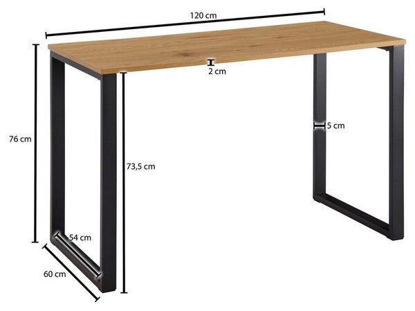 Trendový písací stôl s kovovými nohami š: 120cm