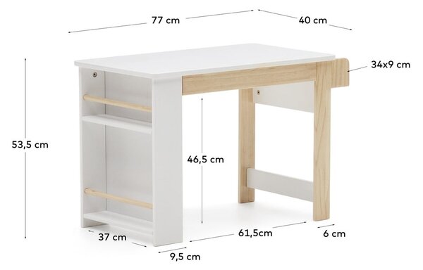 Detský písací stôl s bielou doskou 40x77 cm Serwa – Kave Home