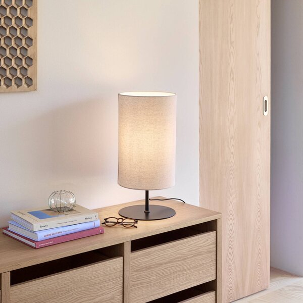 Hübsch Stolová lampa Sable, piesková farba, výška 50 cm, textil, Krémová / jantárovo žltá, Obývacia izba / jedáleň, Textil / látka / hodváb, Dizajn, Stojaca lampa