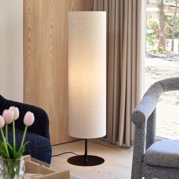 Hübsch Stojacia lampa Sable, piesková farba, výška 120 cm, textil, Krémová / jantárovo žltá, Obývacia izba / jedáleň, Textil / látka / hodváb, Dizajn, Stojaca lampa
