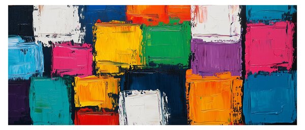 Obraz - Maľba farebných štvorcov (120x50 cm)
