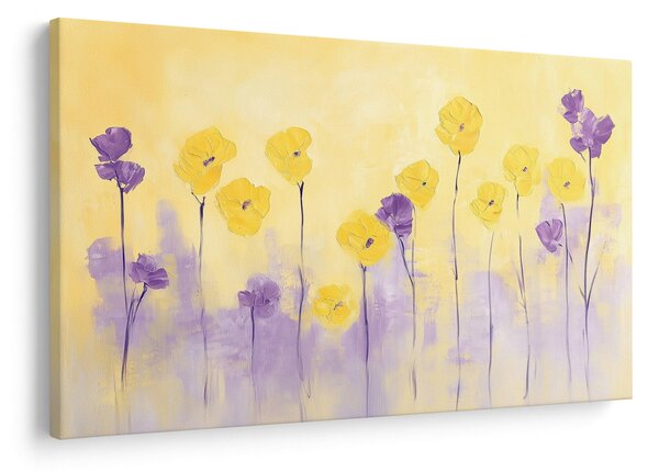 Obraz - Fialové a žlté kvietky (90x60 cm)