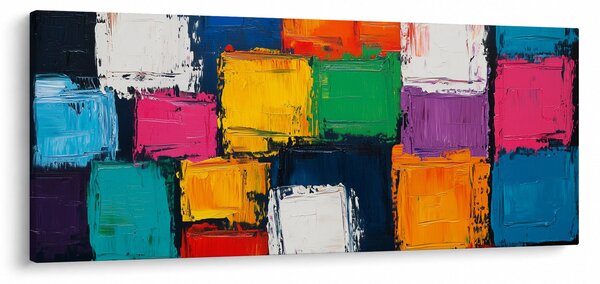 Obraz - Maľba farebných štvorcov (120x50 cm)
