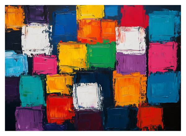 Sklenený obraz - Maľba farebných štvorcov (70x50 cm)
