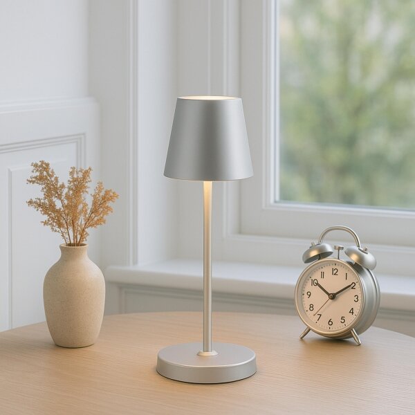 Brilliant - LED stmievateľná nabíjateľná dotyková stolová lampa ELORA LED/2,5W/5V 2700K IP44 strieborná