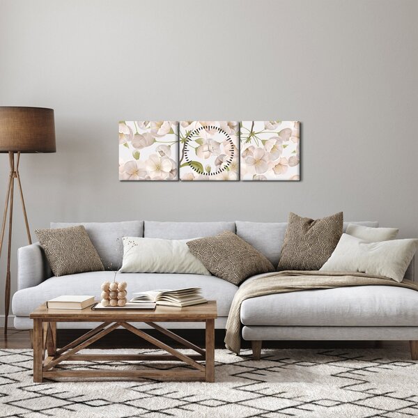 Obraz - Bloom with grace N⁰1 (s hodinami) (90x30 cm)