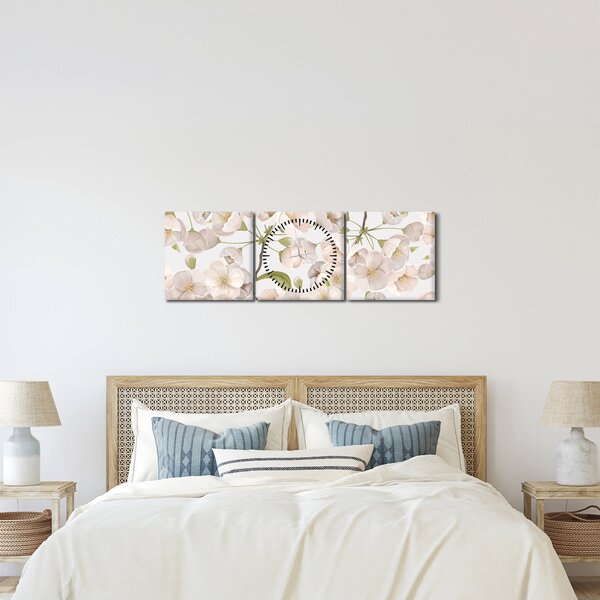 Obraz - Bloom with grace N⁰1 (s hodinami) (90x30 cm)