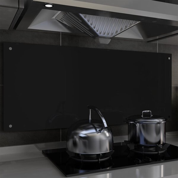 Kuchynská zástena, čierna 120x50 cm, tvrdené sklo